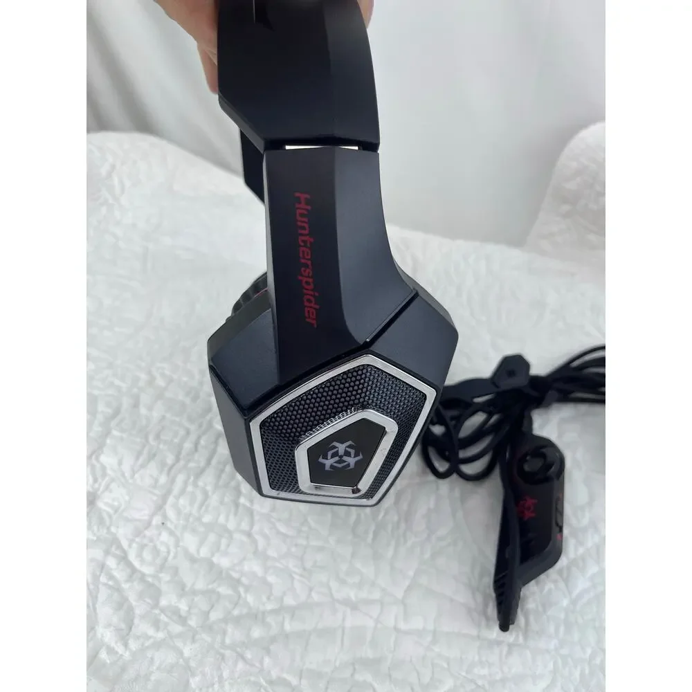 Hunterspider V1 Red/Black Gaming Headset Wired Over Ear w/ Mic for PC PS4 Xbox